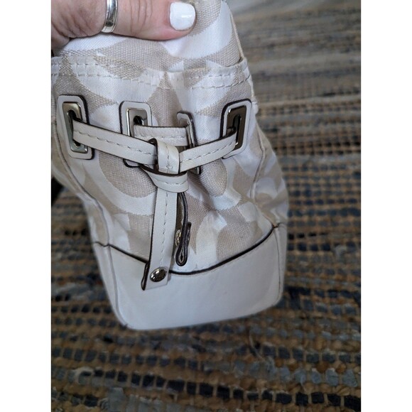 Coach Op Art Peyton Carryall Satchel Bag Tote 14515 Purse Handbag Cream Beige Ja - Picture 5 of 12